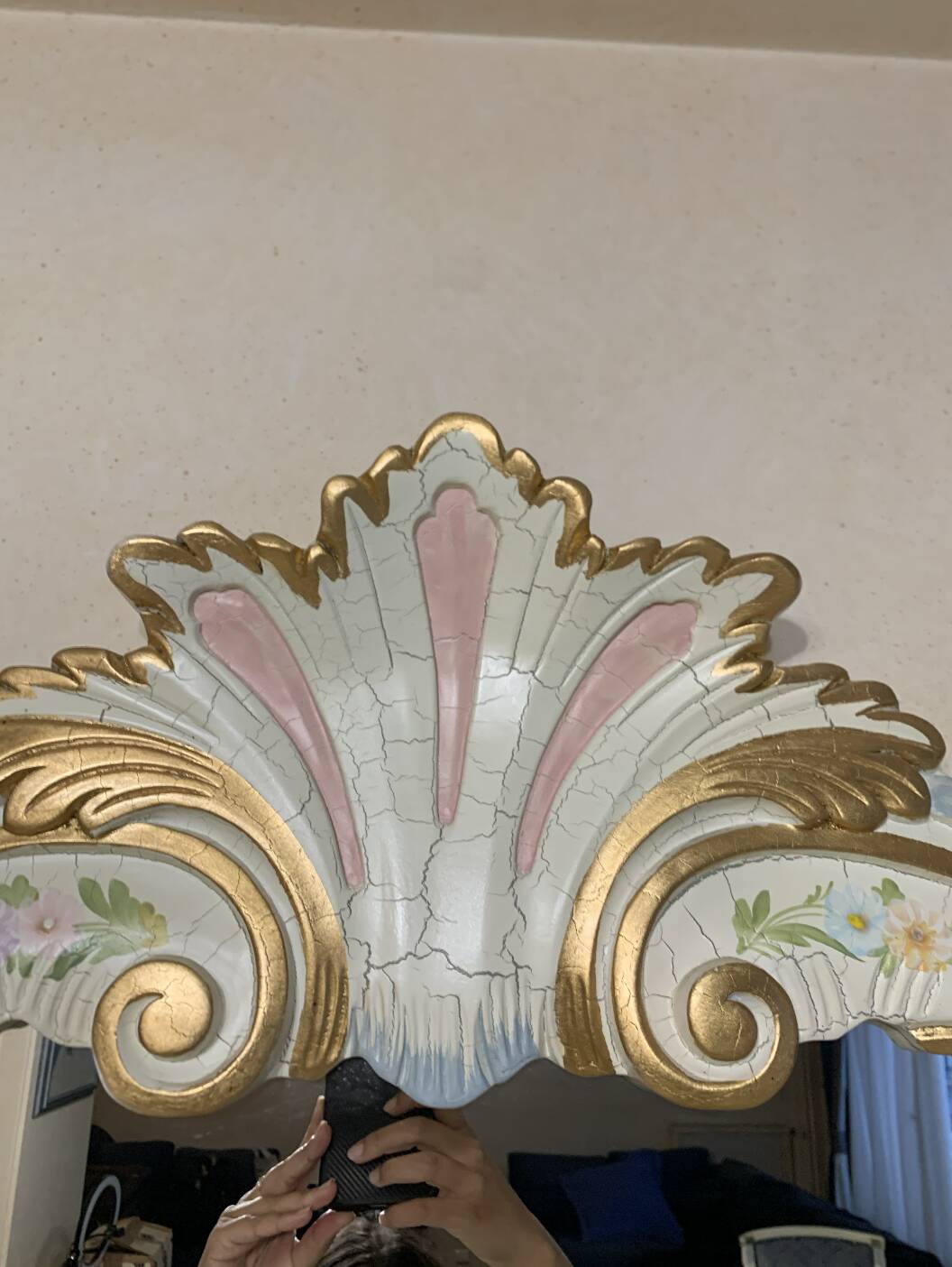 Rococo style white wooden sideboard