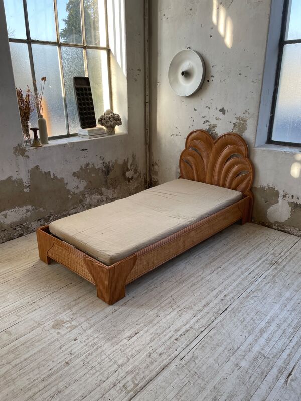 Lit 1 place « palmier » osier et rotin Vivai Del Sud