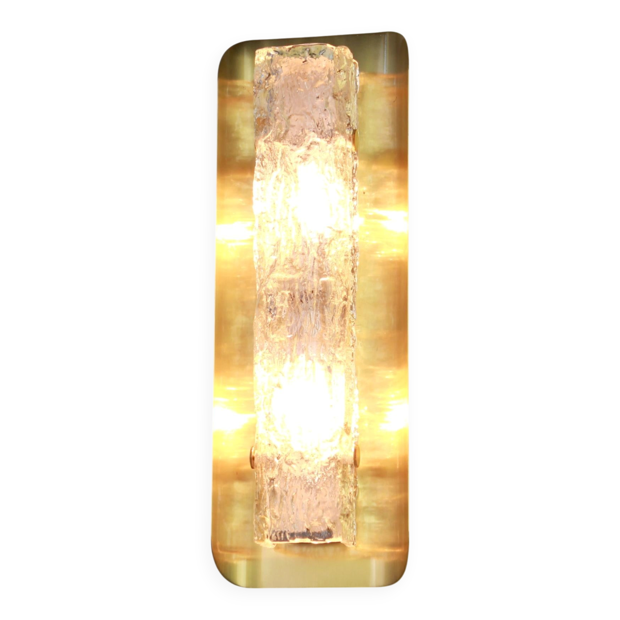 Applique murale en verre de glace Murano par Kaiser, Allemagne, années 1970