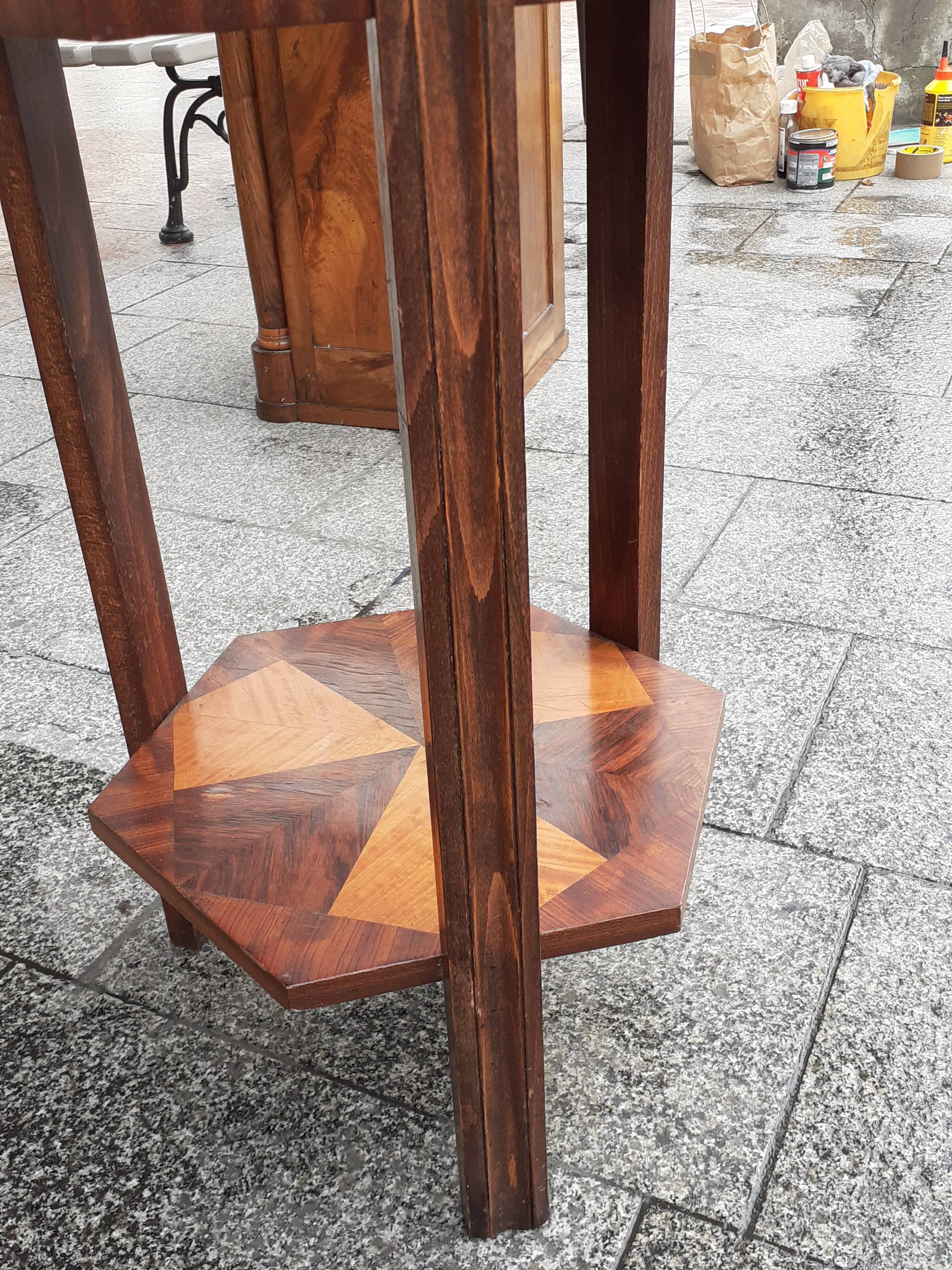 Gueridon old marquetry table old art deco vintage