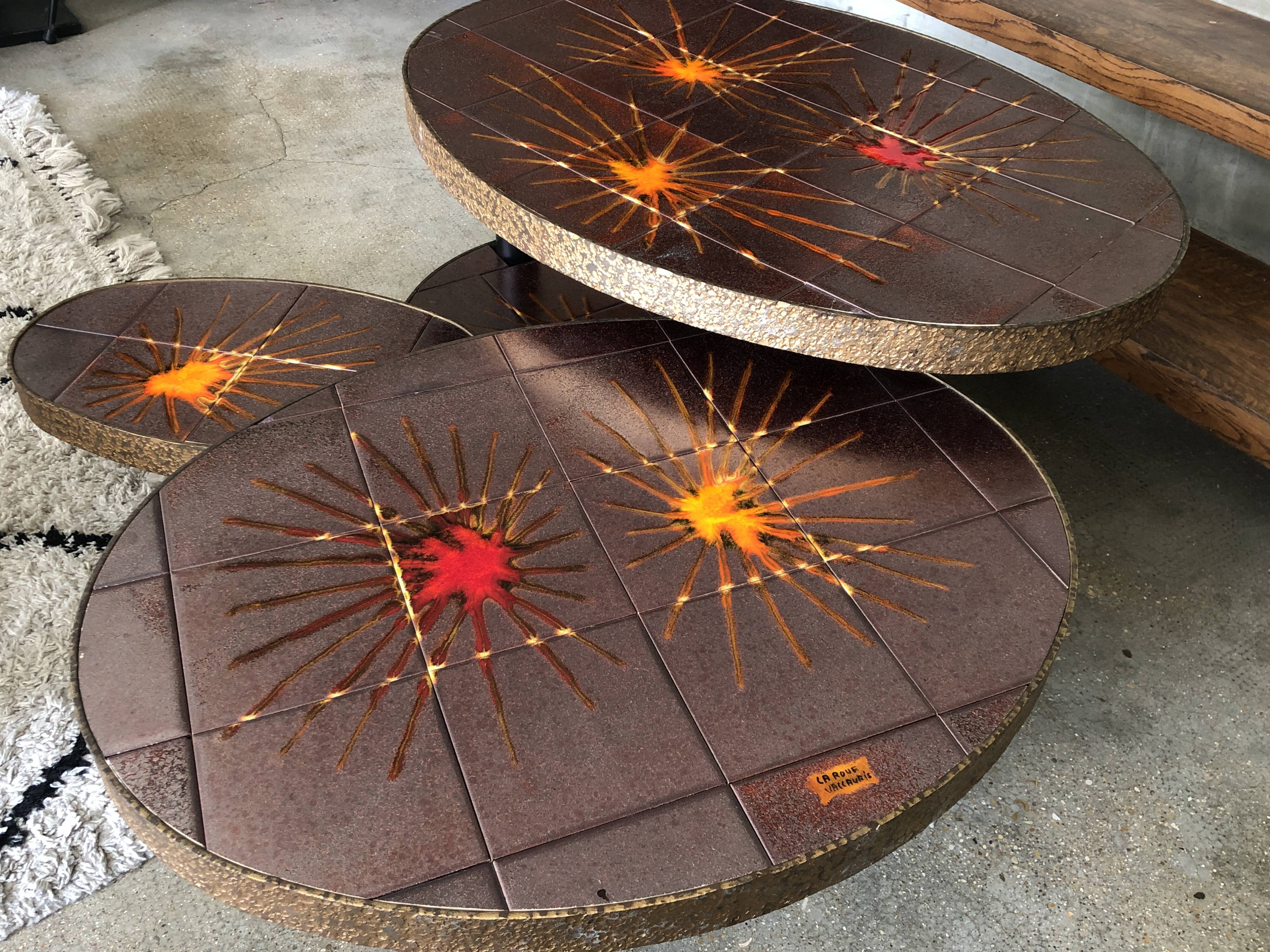 Vintage coffee table signed la roue vallauris