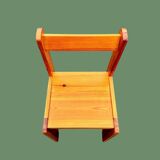 Chaise cubiste en pin massif, vers 1970