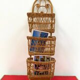 Vintage Peacock Rattan Desk Organizer