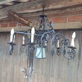 Chandelier art nouveau wrought iron