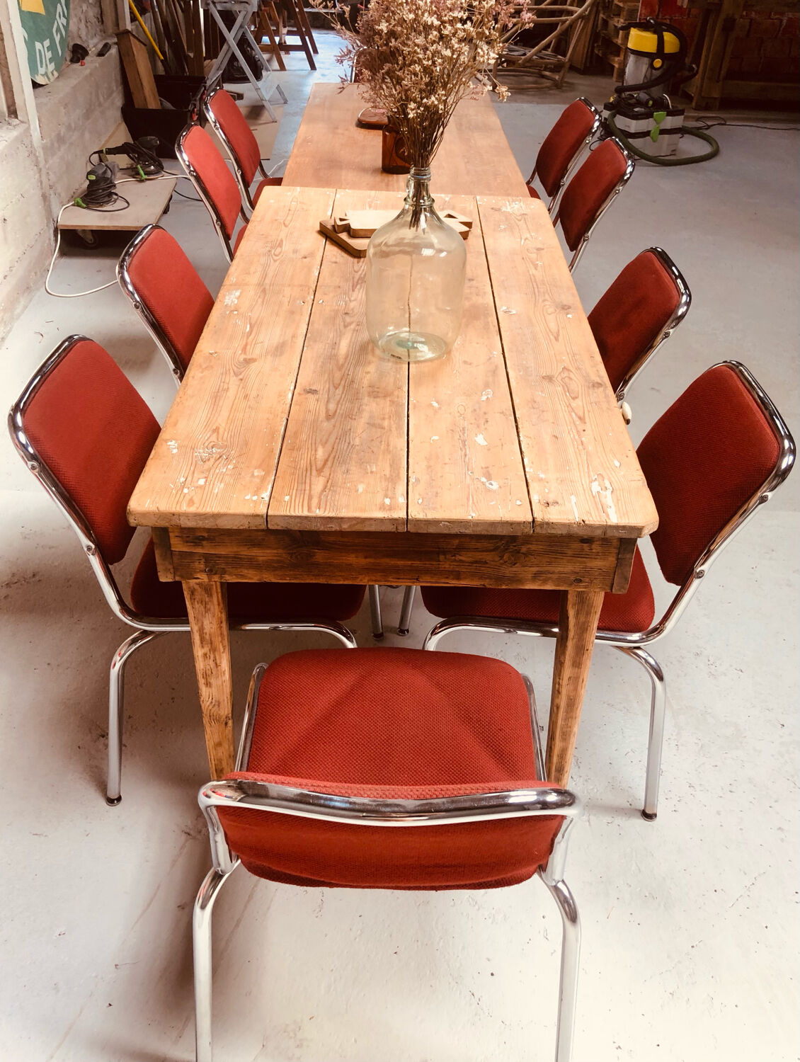 Ensemble de 10 chaises vintage chrome et tissus