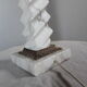 Twisted lamp foot in white marble and brass, square base - 1950's