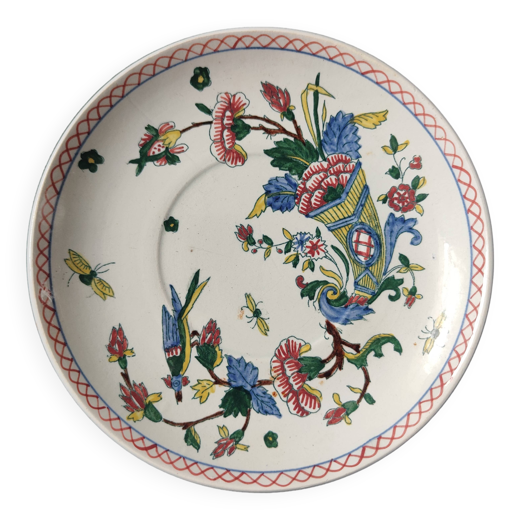 Superb 1870 / Gien earthenware / cornucopia saucer