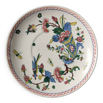 Superb 1870 / Gien earthenware / cornucopia saucer