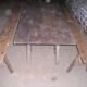 Rustic tray table with 3 trestles and 2 benches, 4 meters long