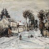 Old painting snow landscape signed