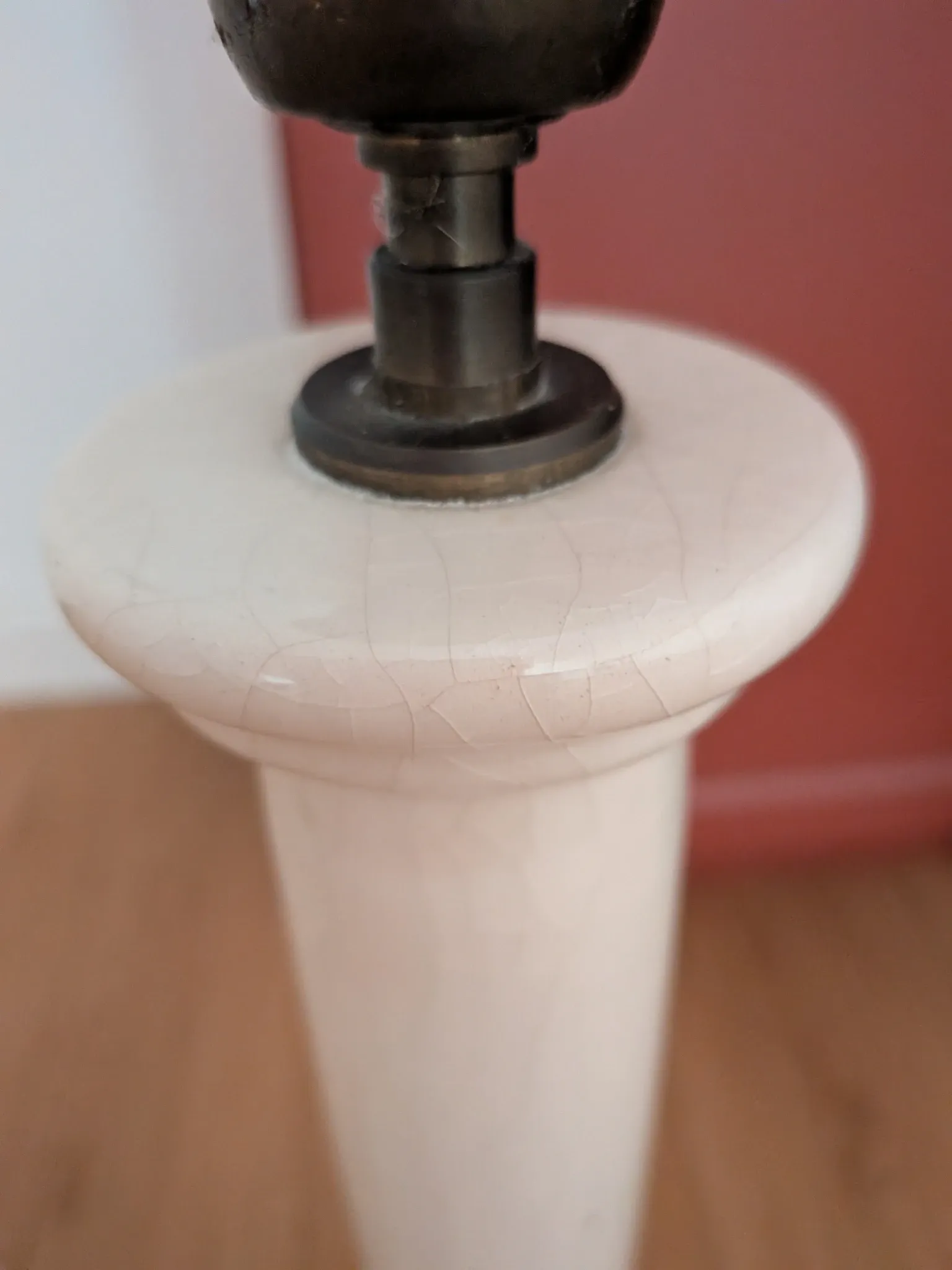 Vintage column lamp base in crackled ceramic
