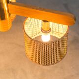 Rattan chandelier with 3 lights, 1970s vintage modernism