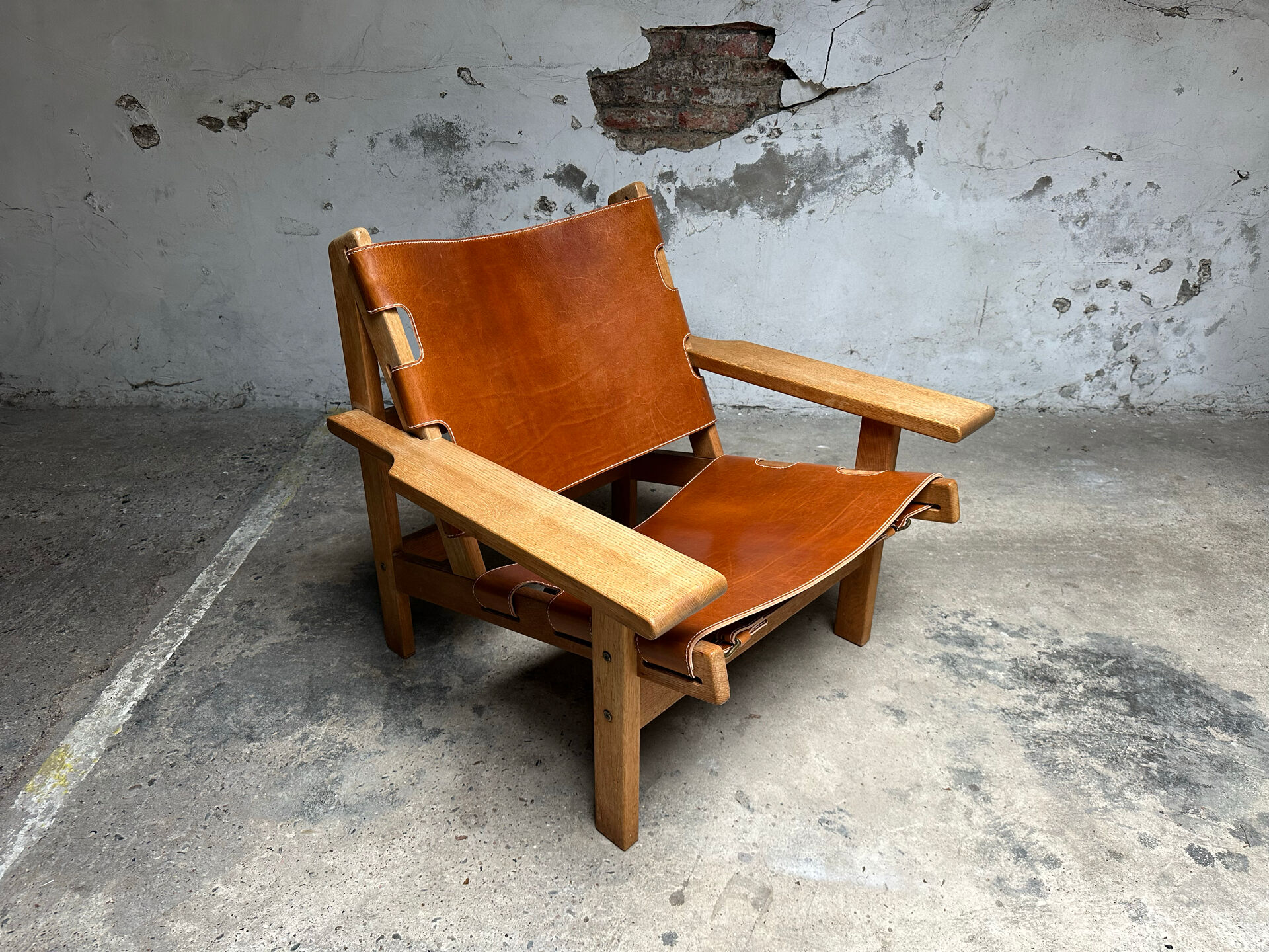 Fauteuil de chasse Kurt Østervig design danois chêne cuir