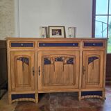 Buffet made of solid cherry wood, late Art Nouveau.