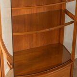 Exclusive display cabinet from the 1980s, solid teak, glass doors, drawers, lighting