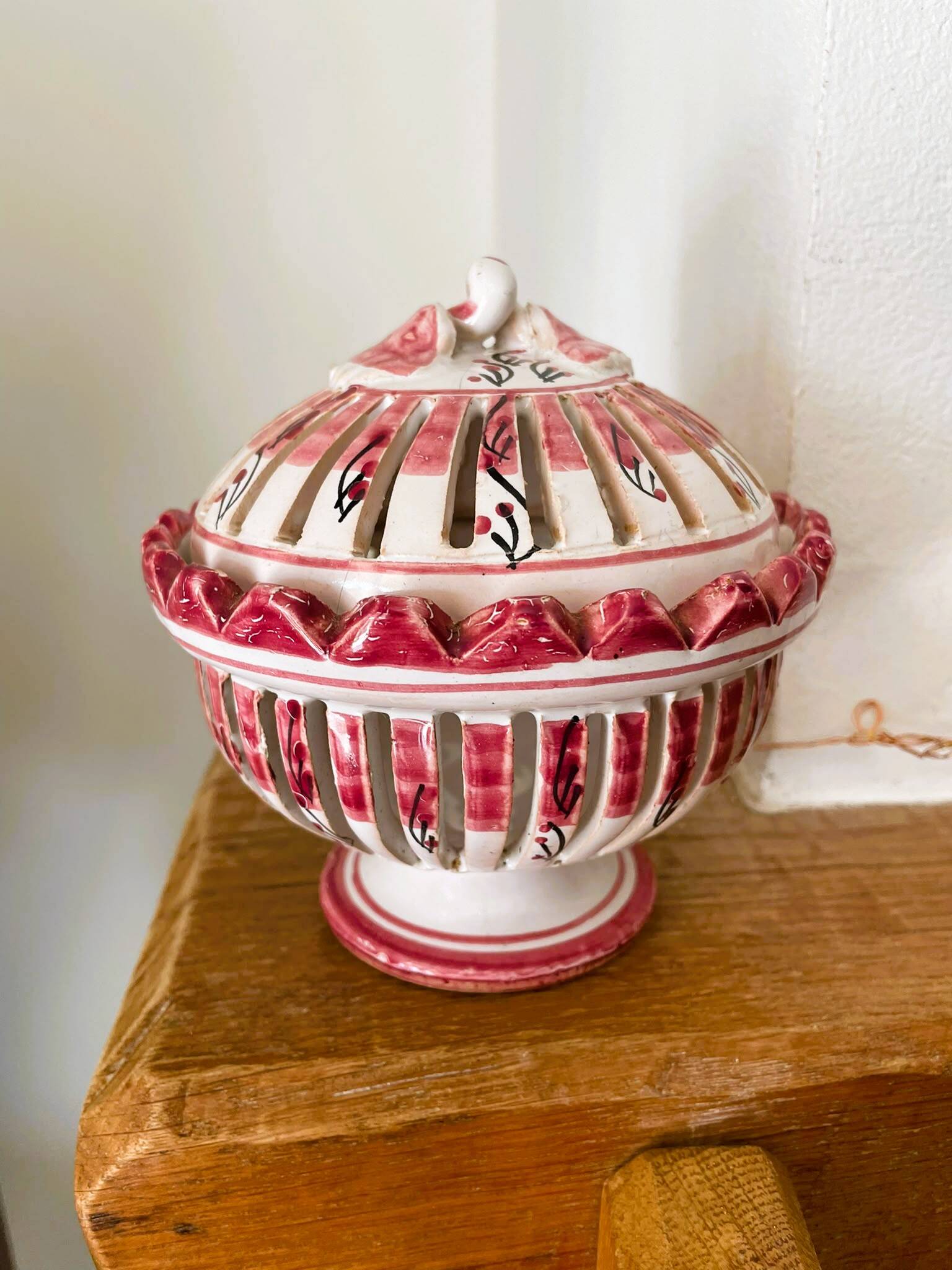 Vintage pierced porcelain bonbonnière