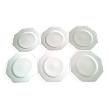 6 Assiettes de présentation octogonales en porcelaine de Limoges