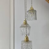 Vintage triple globe pendant light in molded glass