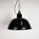 East German Black Enamel Factory Light by LBD Veb Leuchtenbau Dresden, 1950