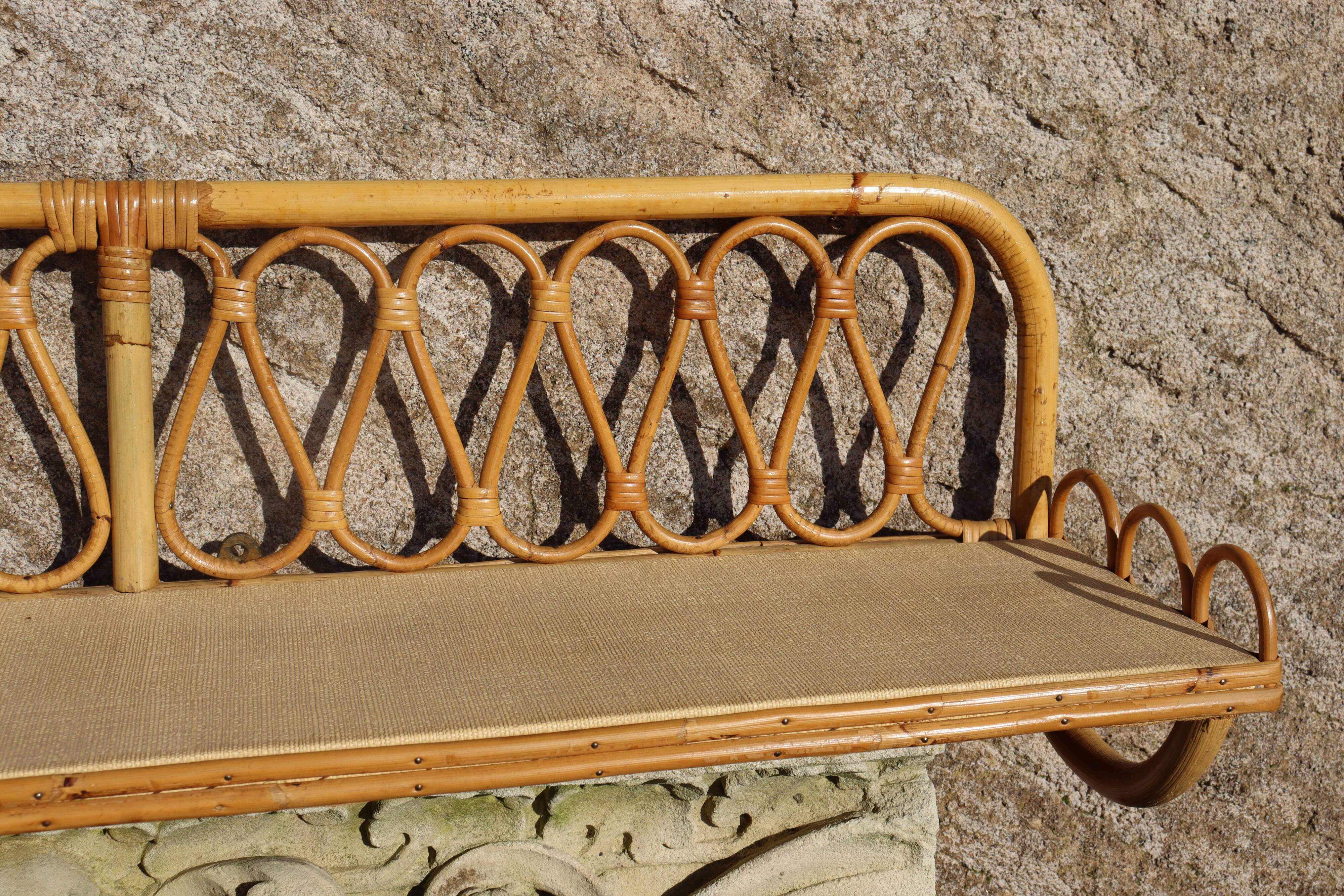 Large rattan wall shelf