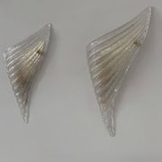 Pair of vintage pressed molded wall sconces, Murano glass, Italy, 1980