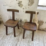Pair of Aranjou elm “T” chairs