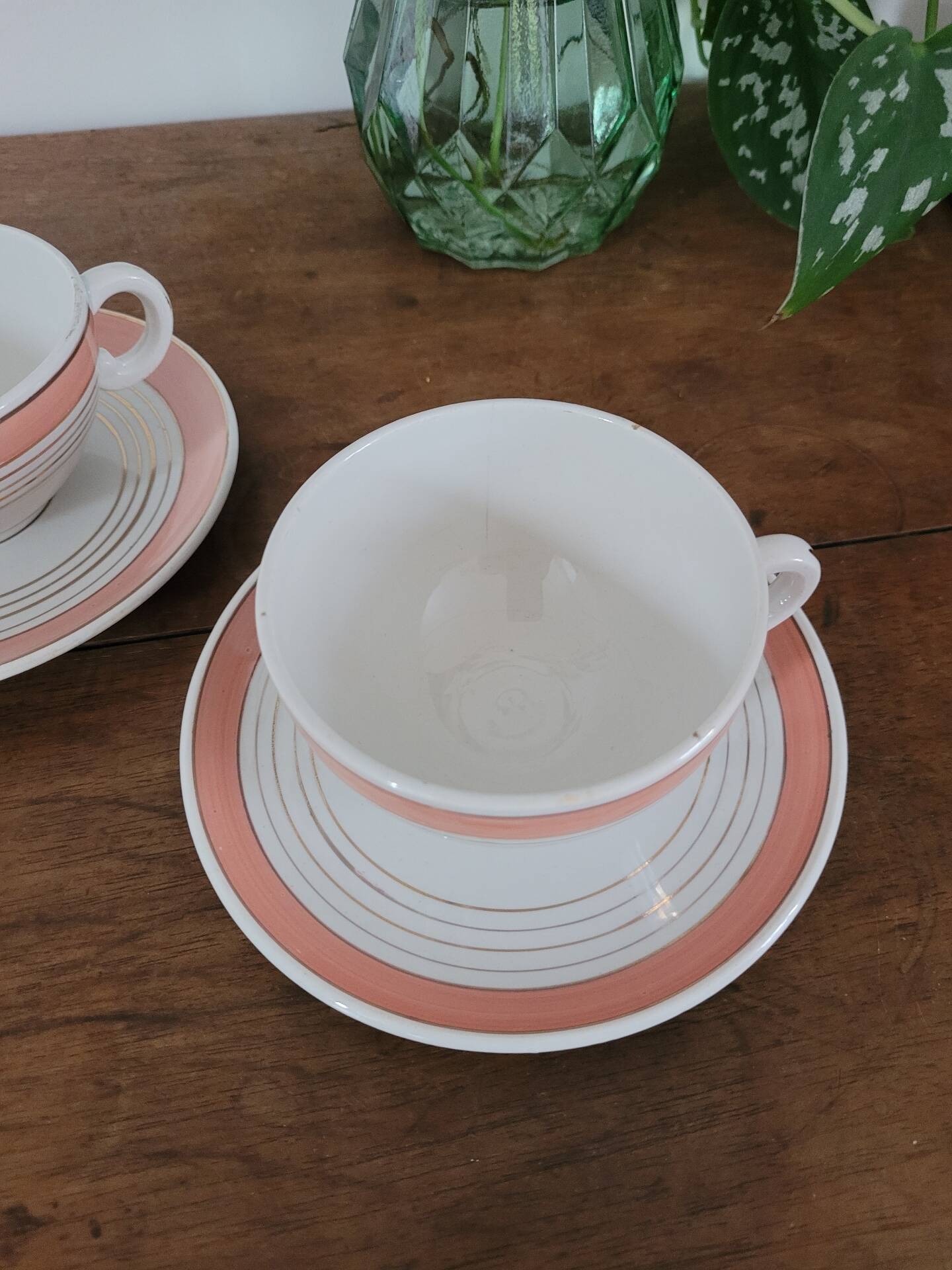 Set of 2 cups with saucers Luneville