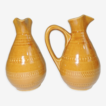 Pair of vintage stoneware pitchers