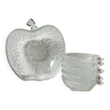 Vintage glass apple dessert set – 1 salad bowl + 5 bowls