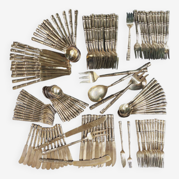 Cutlery set "Bamboo" 116 pieces gilded bronze signed PR