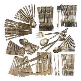 Cutlery set "Bamboo" 116 pieces gilded bronze signed PR