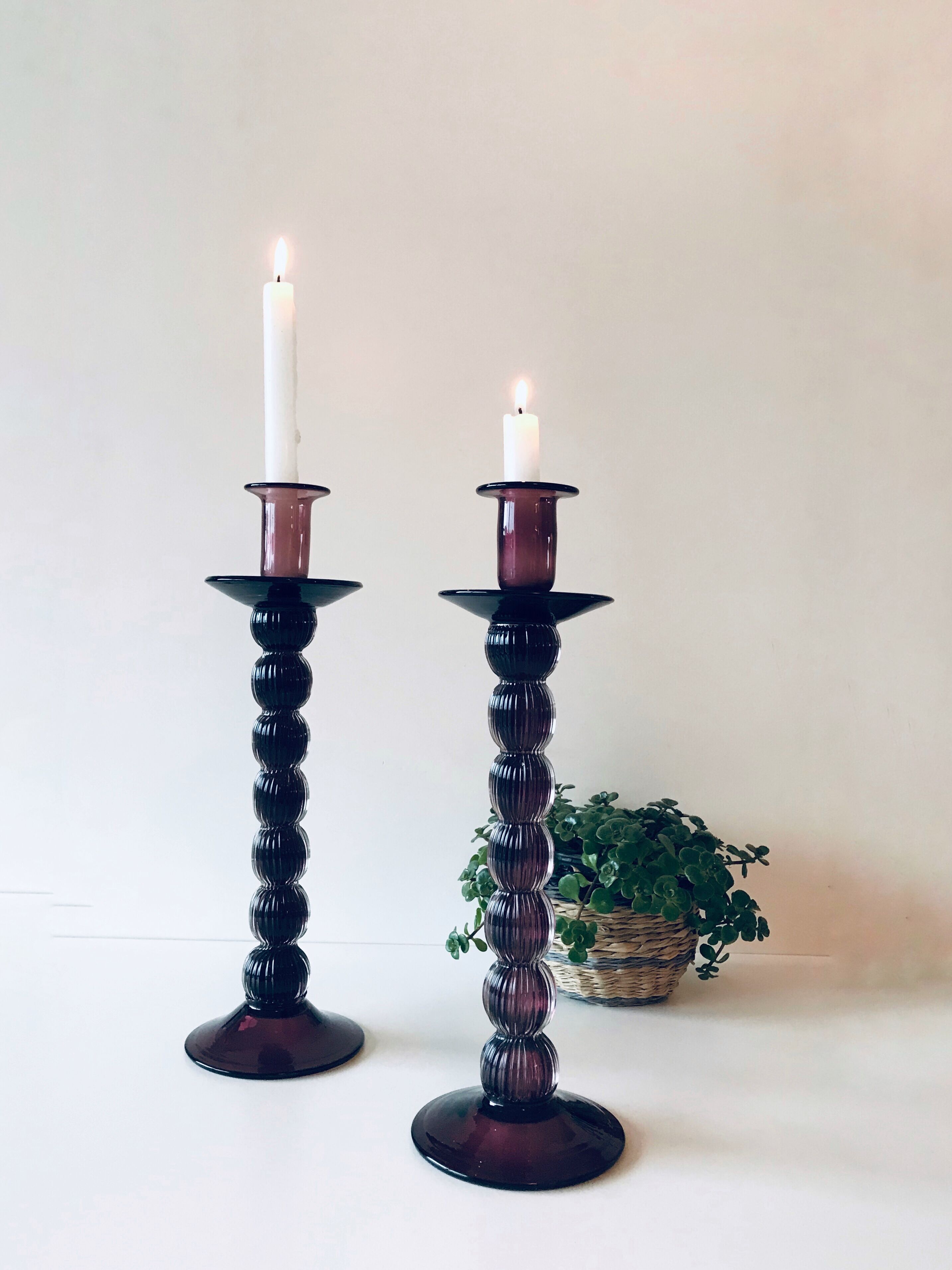 Glass candlesticks