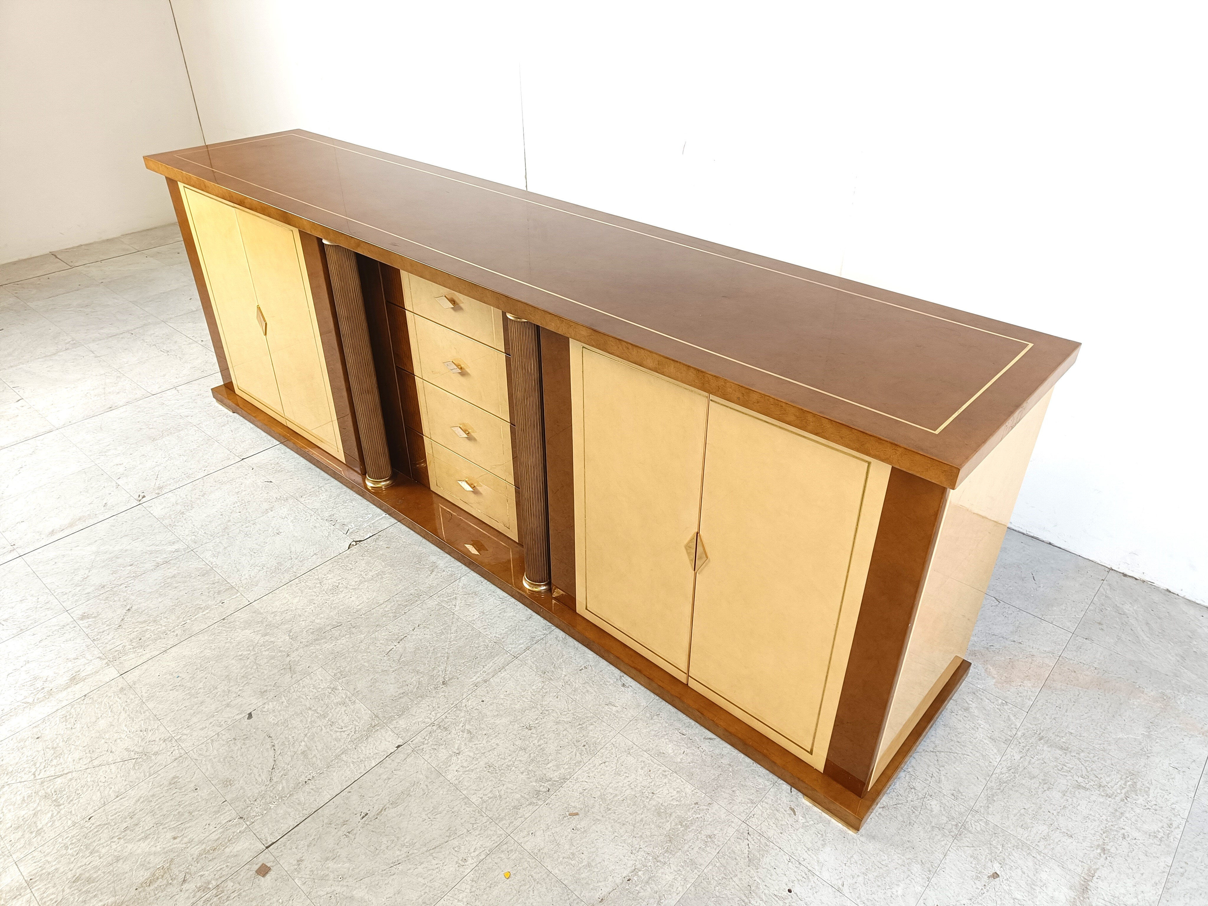Vintage lacquered goatskin credenza, 1970s