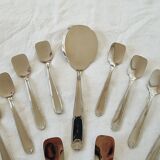 Box with 12 vintage spoons and spoon for serving ice cream in stainless steel