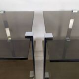 Vintage chrome smoked glass side tables