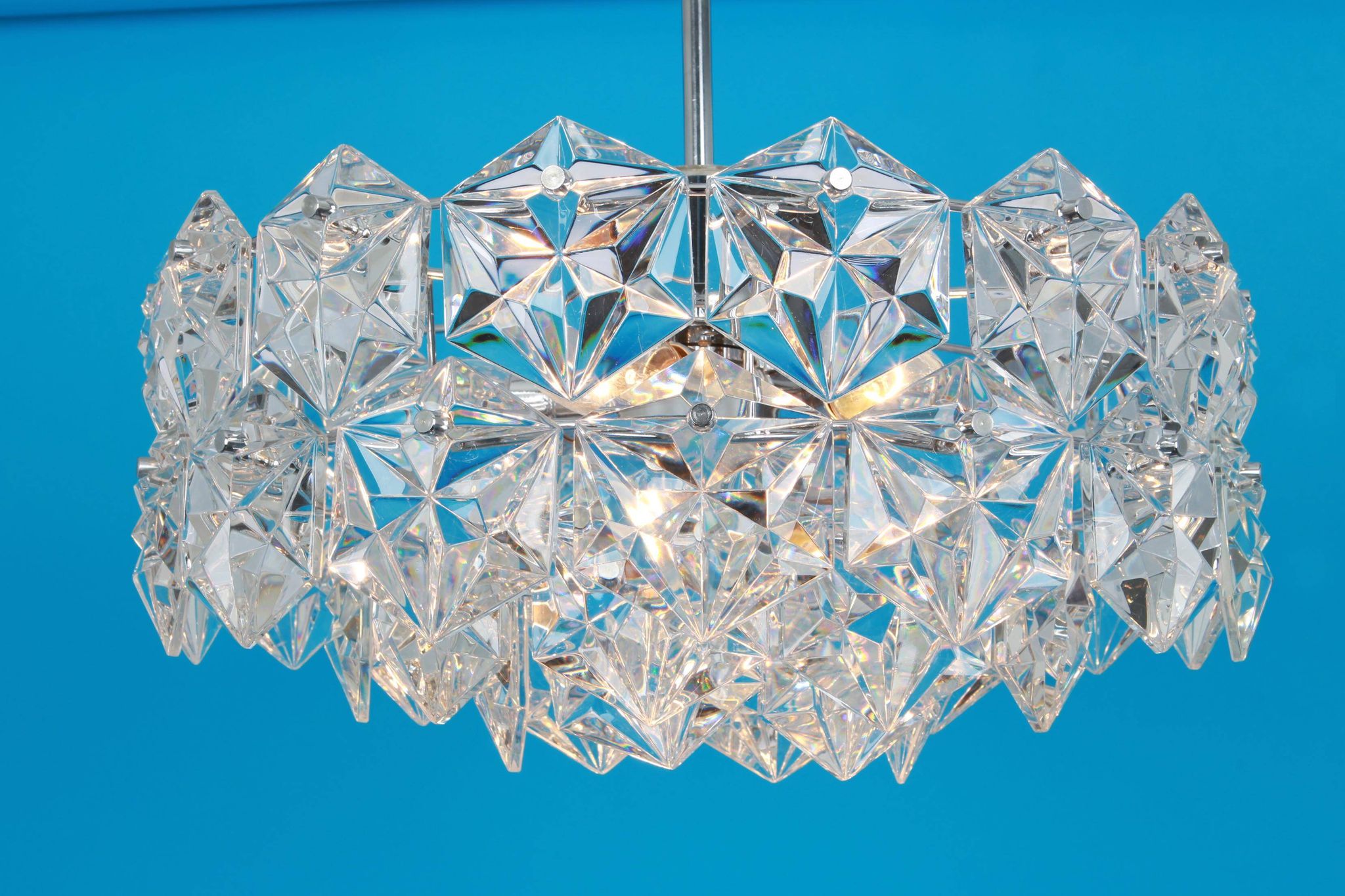 Kinkeldey suspension in chrome and crystal glass, Germany, 1970s.