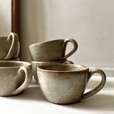 6-cup ceramic coffee service, handcrafted 1970.