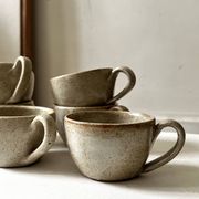 6-cup ceramic coffee service, handcrafted 1970.
