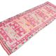 Raspberry Pink Tribal Vintage Runner Rug, Turkish Hallway Carpet,102x322 Cm