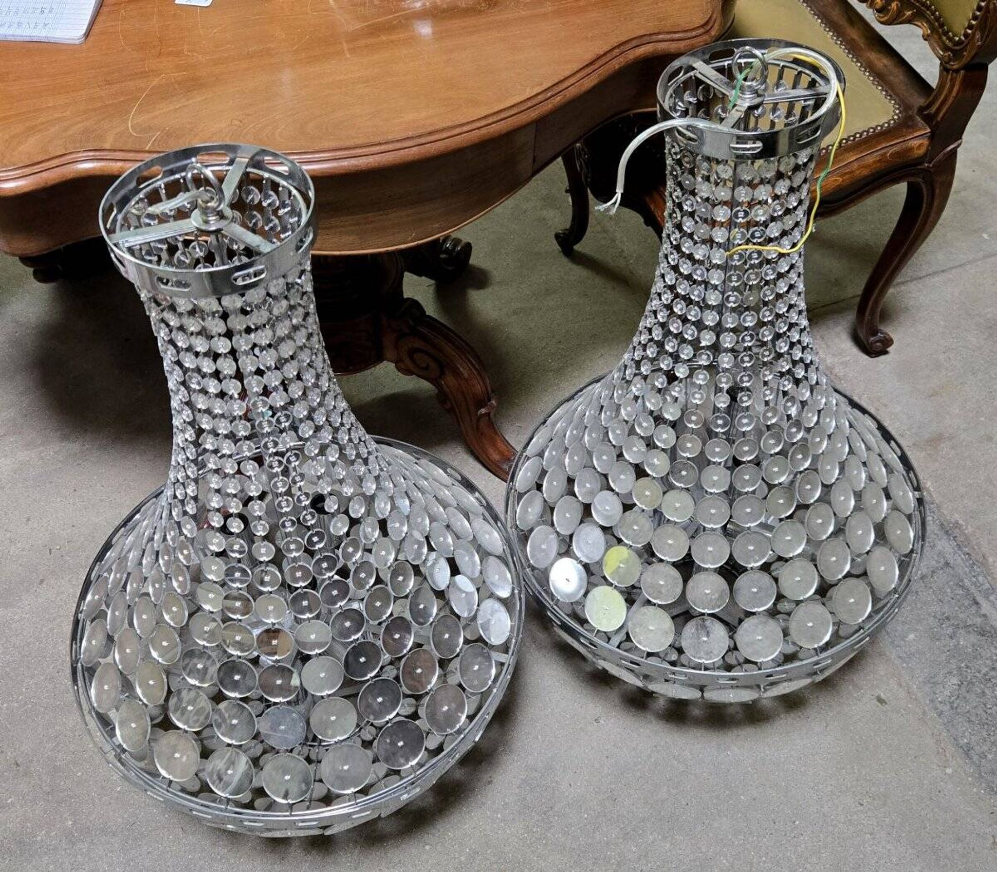 Pair of hot air balloon chandeliers designed in the late 20th century.