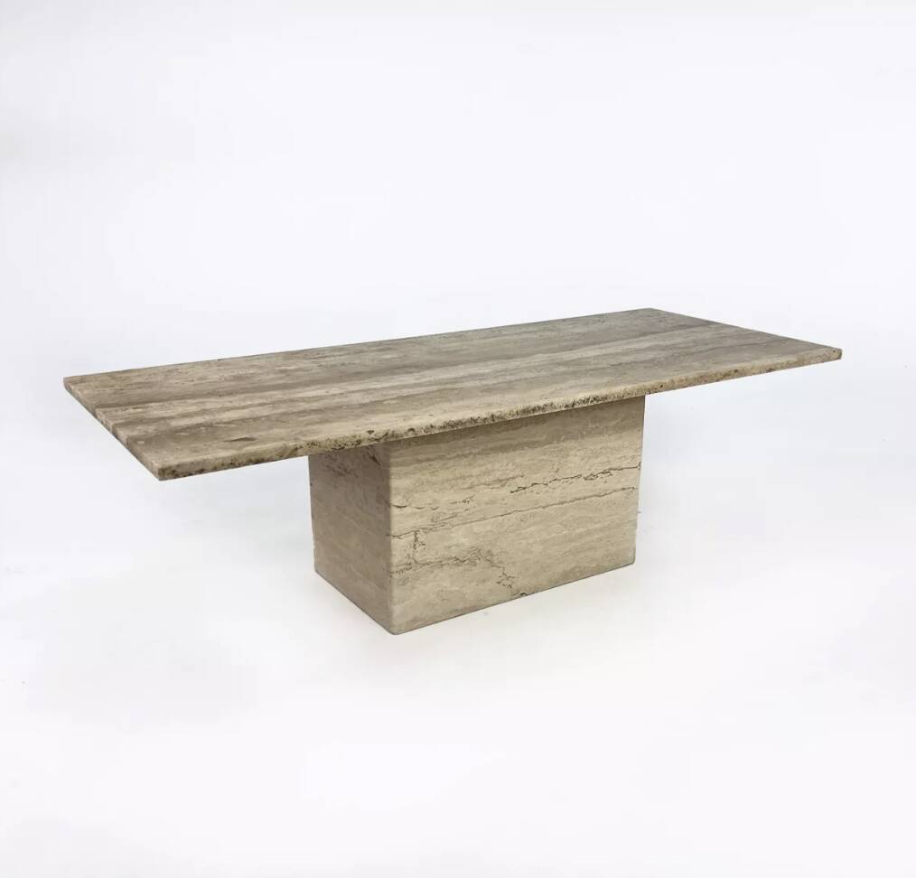 Vintage Travertine Coffee Table, Italy, 1970s