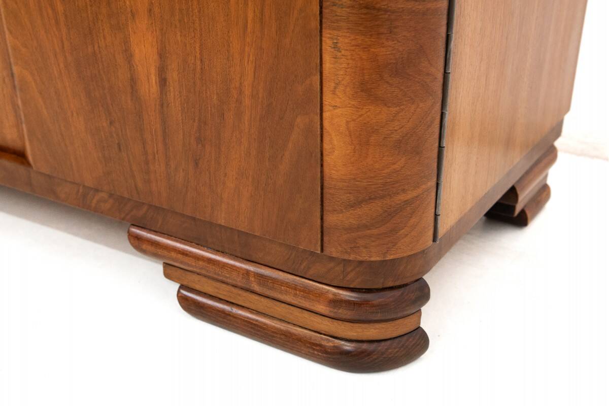 Art Deco style walnut chest of drawers, Poland, 1950s.