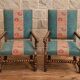 Pair of high-backed armchairs in turned wood – Carved armrests of
