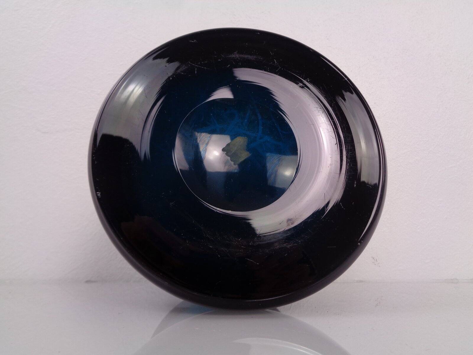 Hand-blown blue glass vase, Italy, 1960s