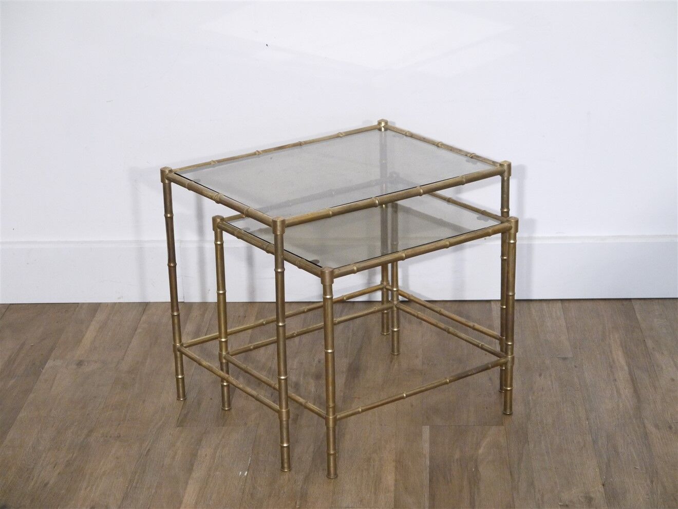 Brass nesting tables "faux bamboo" 1970