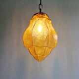 Art Deco pendant light in amber crackled glass, 1920s-30s