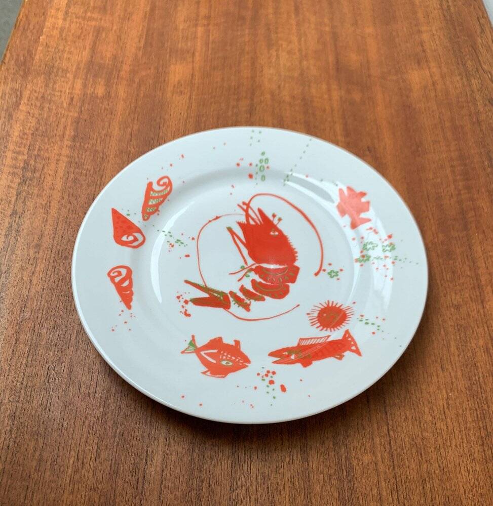 Vintage Postmodern Porcelain Plate with Subsidy Decor by René Fehr for Lengsfeld Porcelain, 1990s