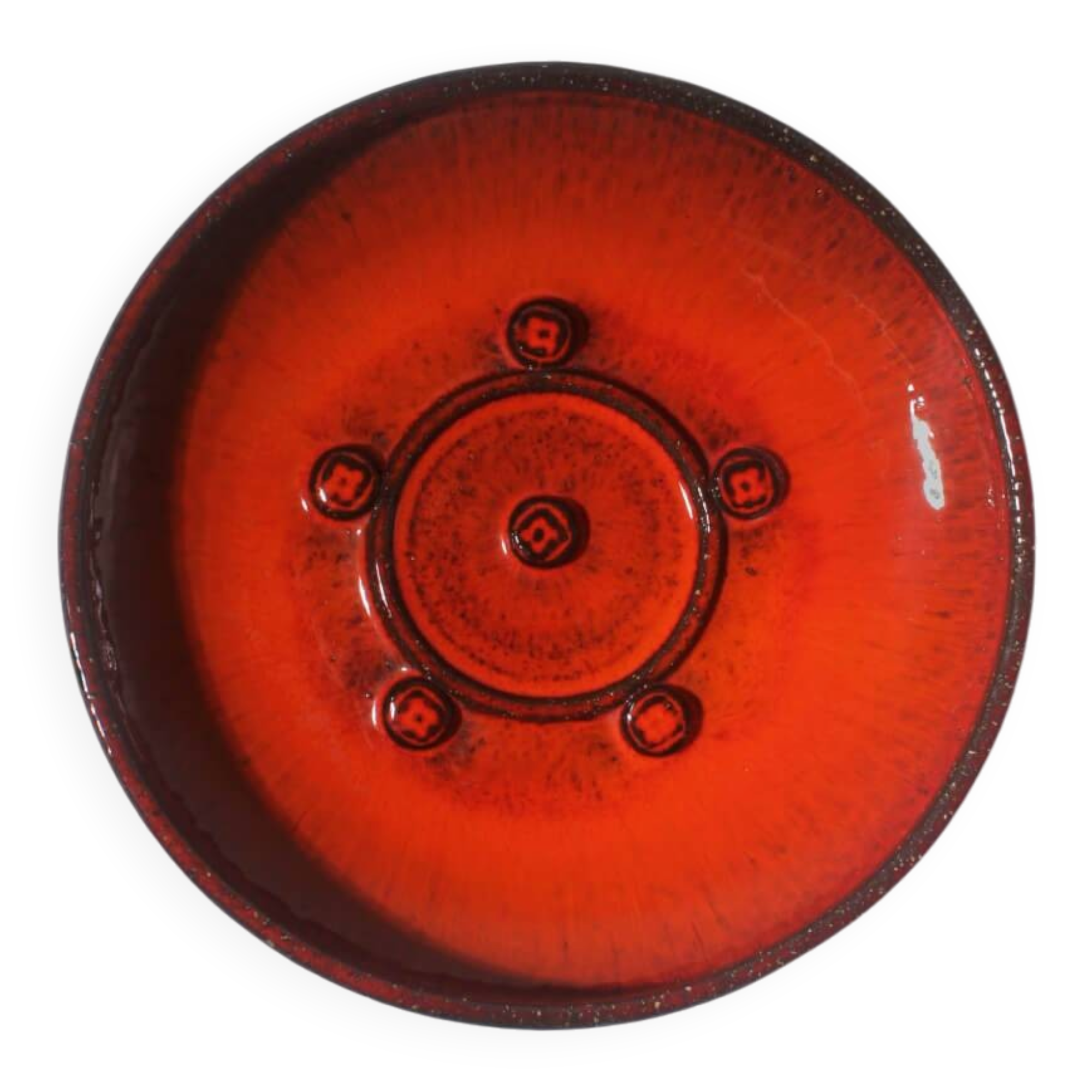 Holbæk Orange Glaze Stoneware Bowl, 1960s, Denmark