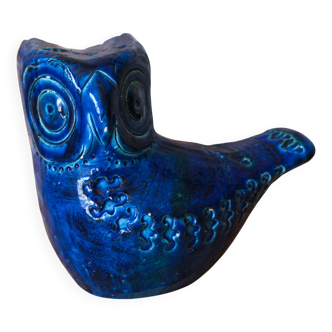 Ceramic owl, Rimini Blu by Aldo Londi