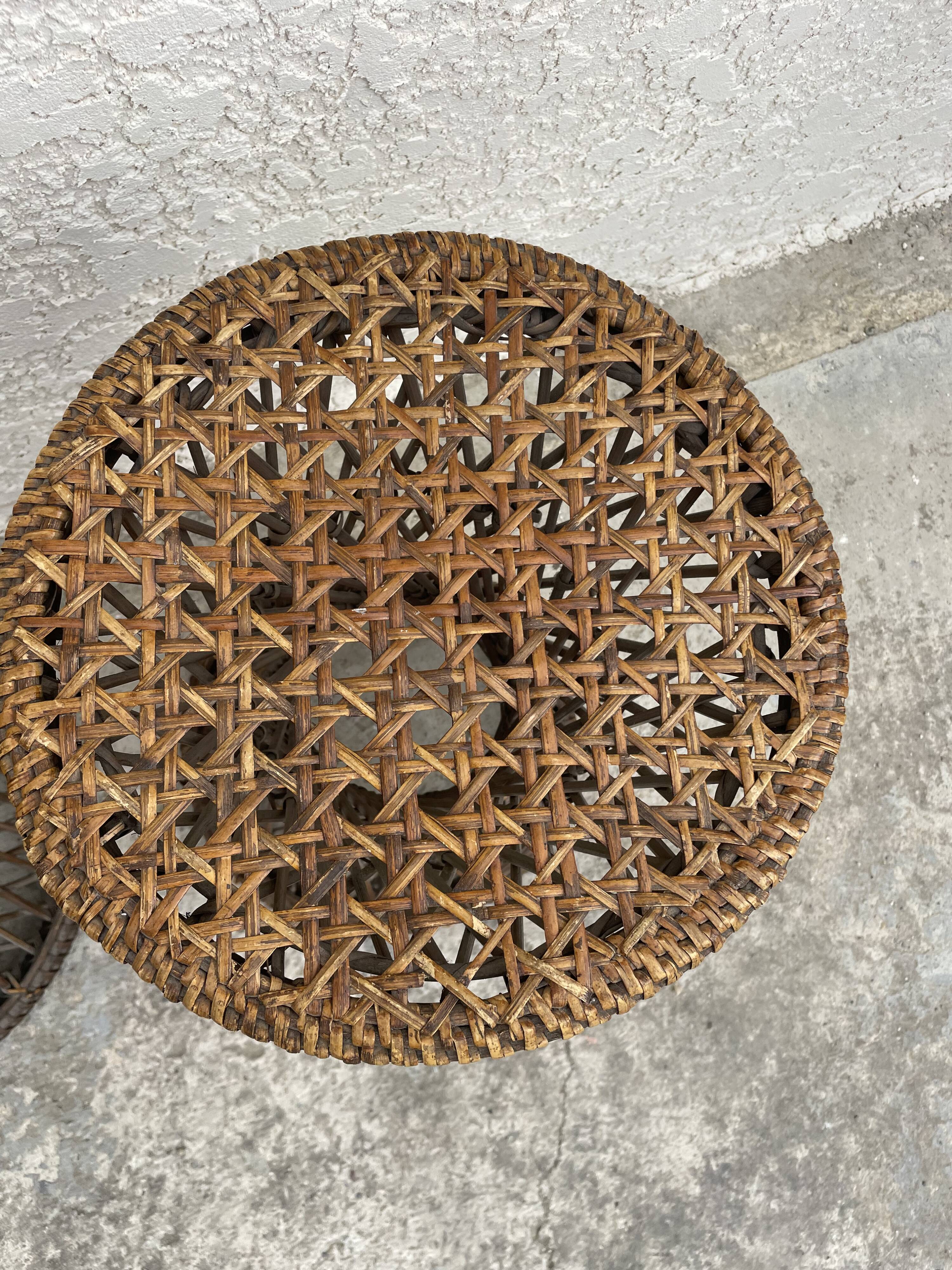 Pair of rattan stool